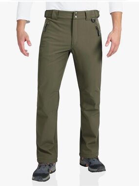 Outdoor Ventures Fleece-Lined Softshell Pants Men’s Size Small Olive Green NWT